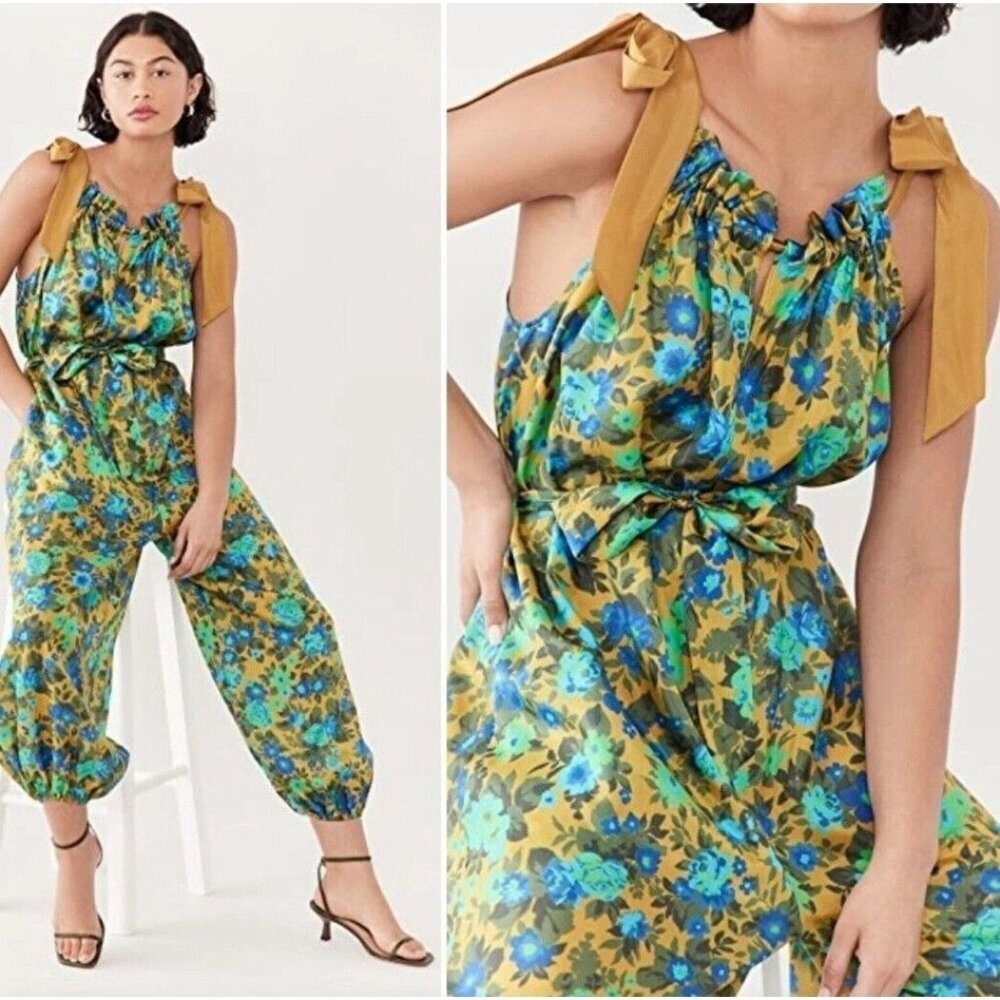 NEW ZIMMERMANN Estelle Tie Full Length Silk Jumpsuit Size 0 Petite